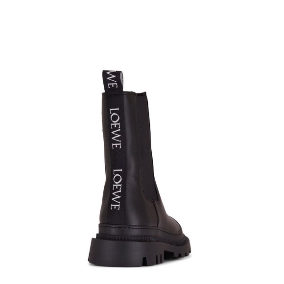 Loewe Chelsea Boots Black Leather Back Logo Pull - Picture 7 of 15